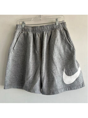Men's Nike Gray Athletic Shorts with White Swoosh - Size L